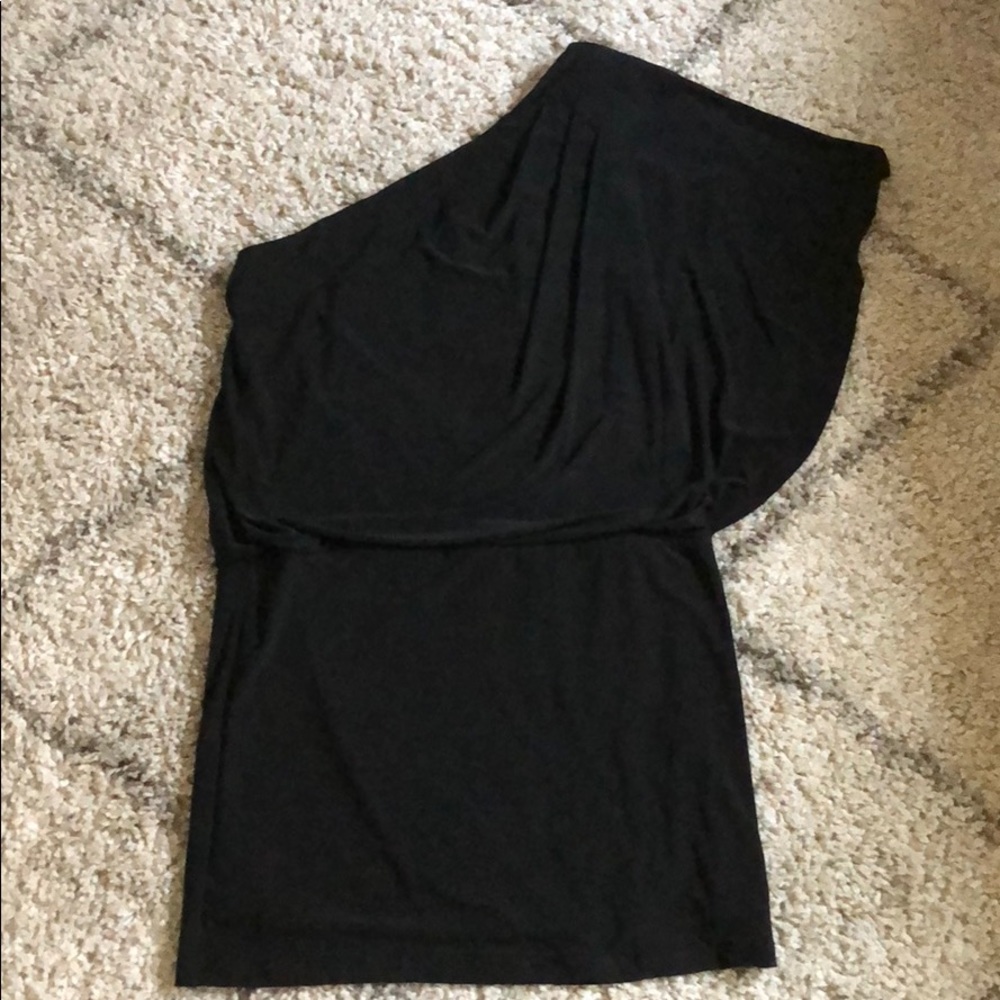 One shoulder black mini dress